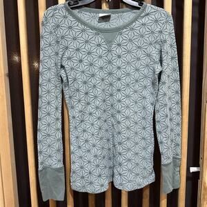 Columbia Pullover Womens Small Green Long Sleeve Thermal Pattern Crew Shirt
